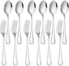 Set of 12, Stainless Steel Dinner Forks and Spoons Silverware Set, Heavy-Duty Dinner Forks and Spoons(6.7 Inch) Cutlery Set, Dishwasher Safe (Silver)