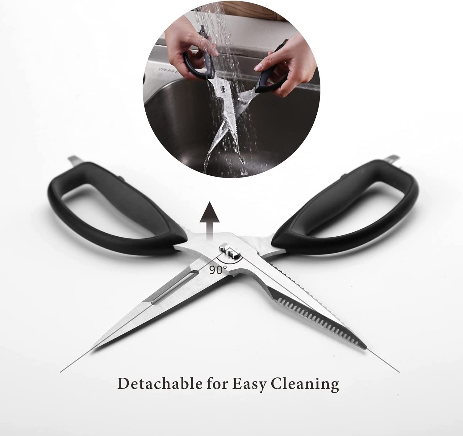 Kitchen Scissors, Premium 5Cr15 Stainless Steel, Magnetic Sheath Holder for Fridge, Heavy Duty Kitchen Shears, Advanced CNC Technology for Smooth Come Apart, Soft-Touch Handle