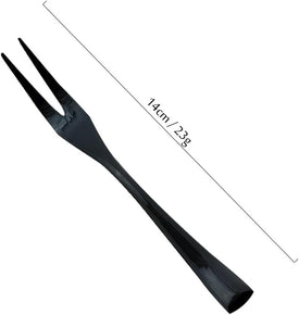 18/10 Stainless Steel 6 Piece Mirror Polished Black Steak Fruit Fork Black Server Utensil Set 14CM