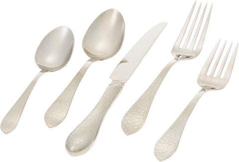 Image of Hammered Antique 5Pc Flatware Place Setting, 5 Piece, Silver