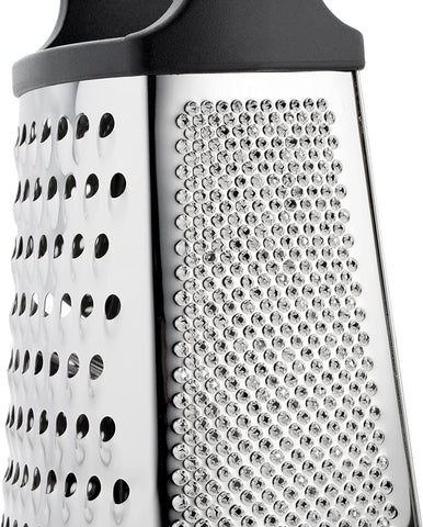 Image of Professional Cheese Grater - Stainless Steel, XL Size, 4 Sides - Perfect Box Grater for Parmesan Cheese, Vegetables, Ginger - Dishwasher Safe - Black