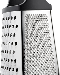 Professional Cheese Grater - Stainless Steel, XL Size, 4 Sides - Perfect Box Grater for Parmesan Cheese, Vegetables, Ginger - Dishwasher Safe - Black