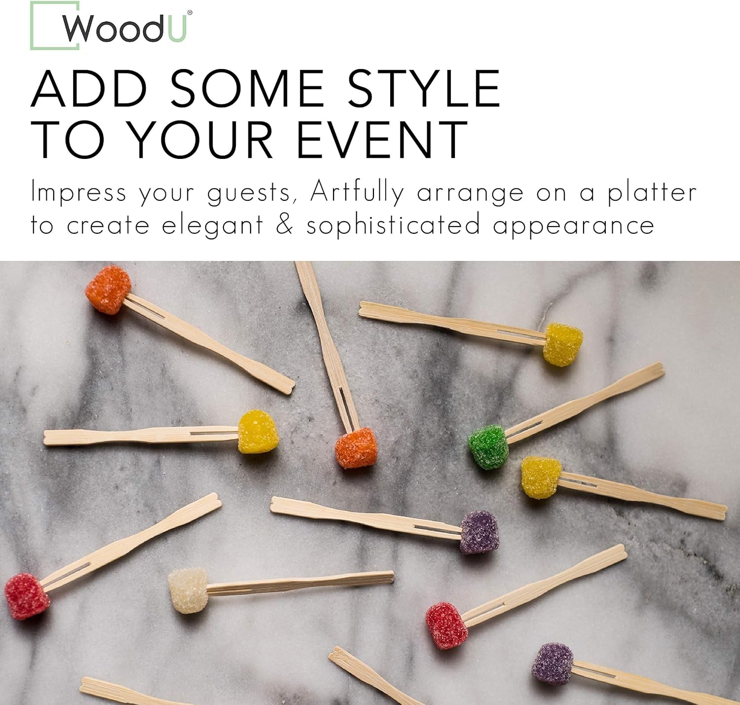 Wooden Appetizer Forks 3.5" 100 Pcs - Toothpicks for Appetizers - Disposable Bamboo Skewers, Fruit Fork