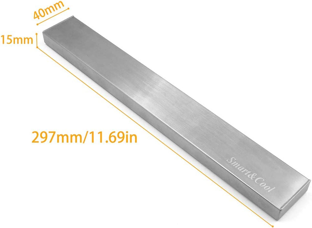 12 Inch Self-Adhesive Magnetic Knife Holder, Magnetic Knife Strip for Wall Mounting, No Drilling (Stainless Steel-12 In)