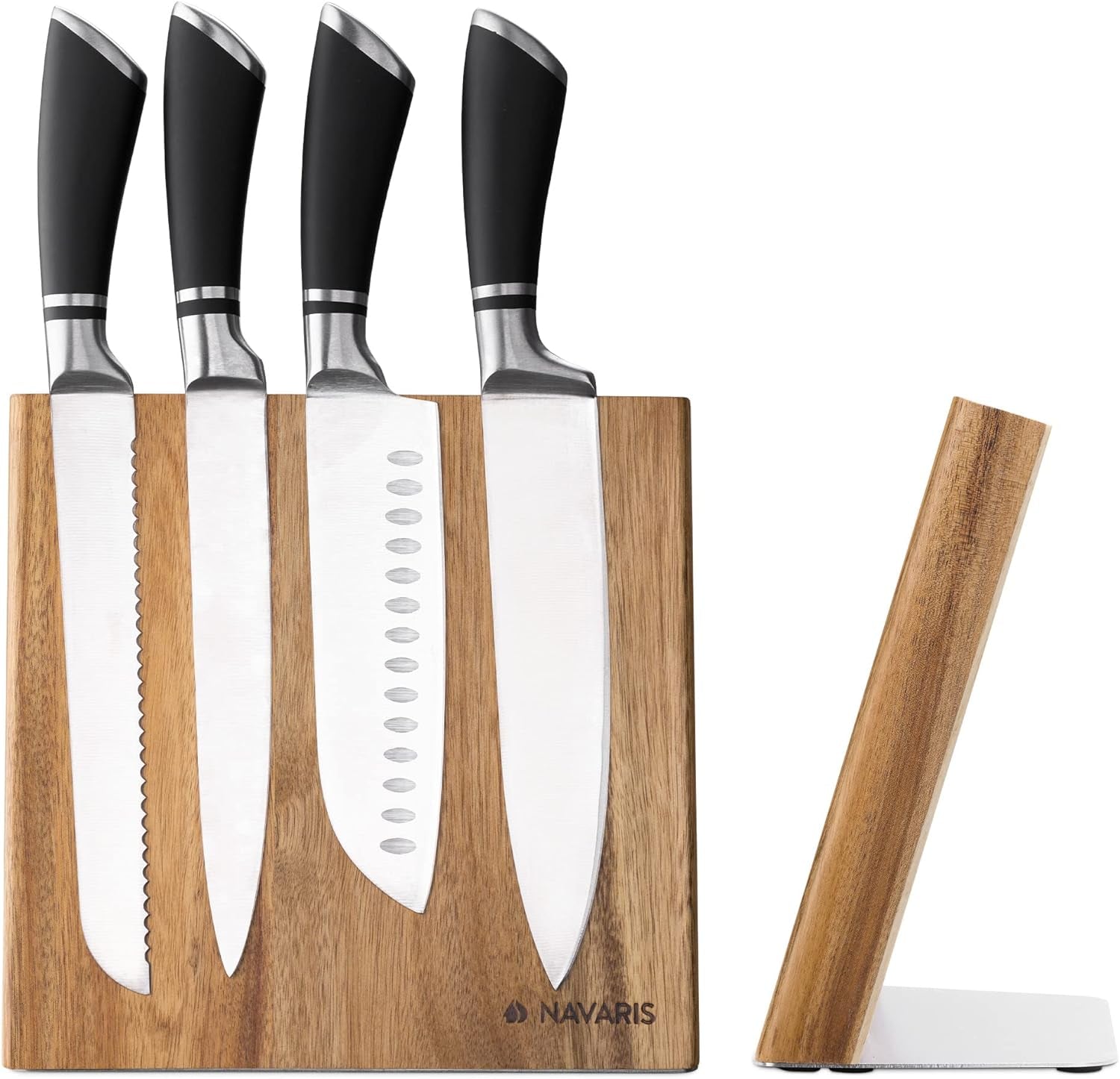 Wooden Magnetic Knife Holder - Universal Wood Magnetic Block & Organizer for Knives, Scissors, Utensils - Acacia, 9.1" X 8.9"