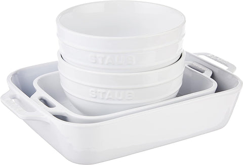 Image of Ceramic 4-Pc Baking Dish and Bowl Set - White