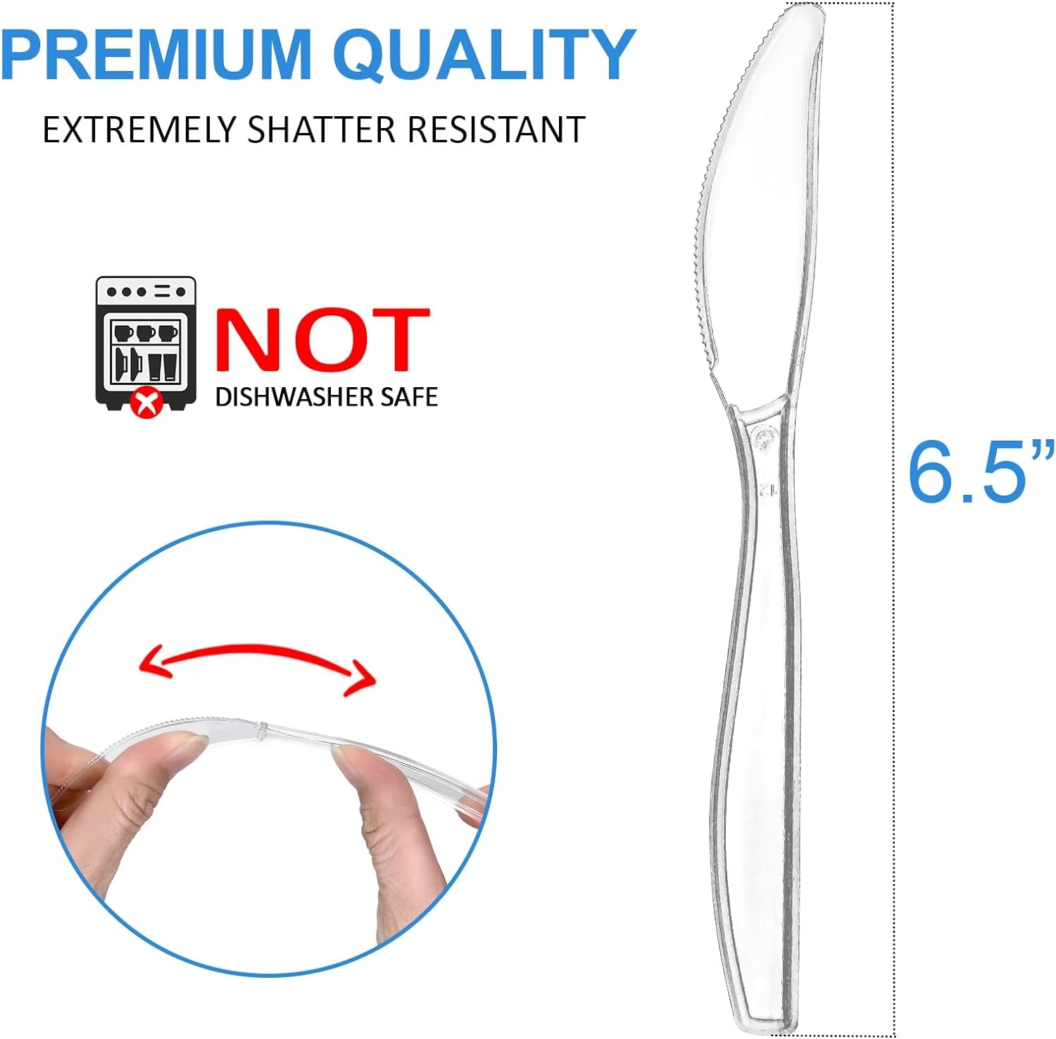 Disposable Knives, 100 Counts Cutlery Set and Disposable Cutlery, Forks Spoons and Knives Set, Safe, Healthy and Non-Toxic for Daily Use and Gathering Parties, Restaurant Kitchen Utensils Set