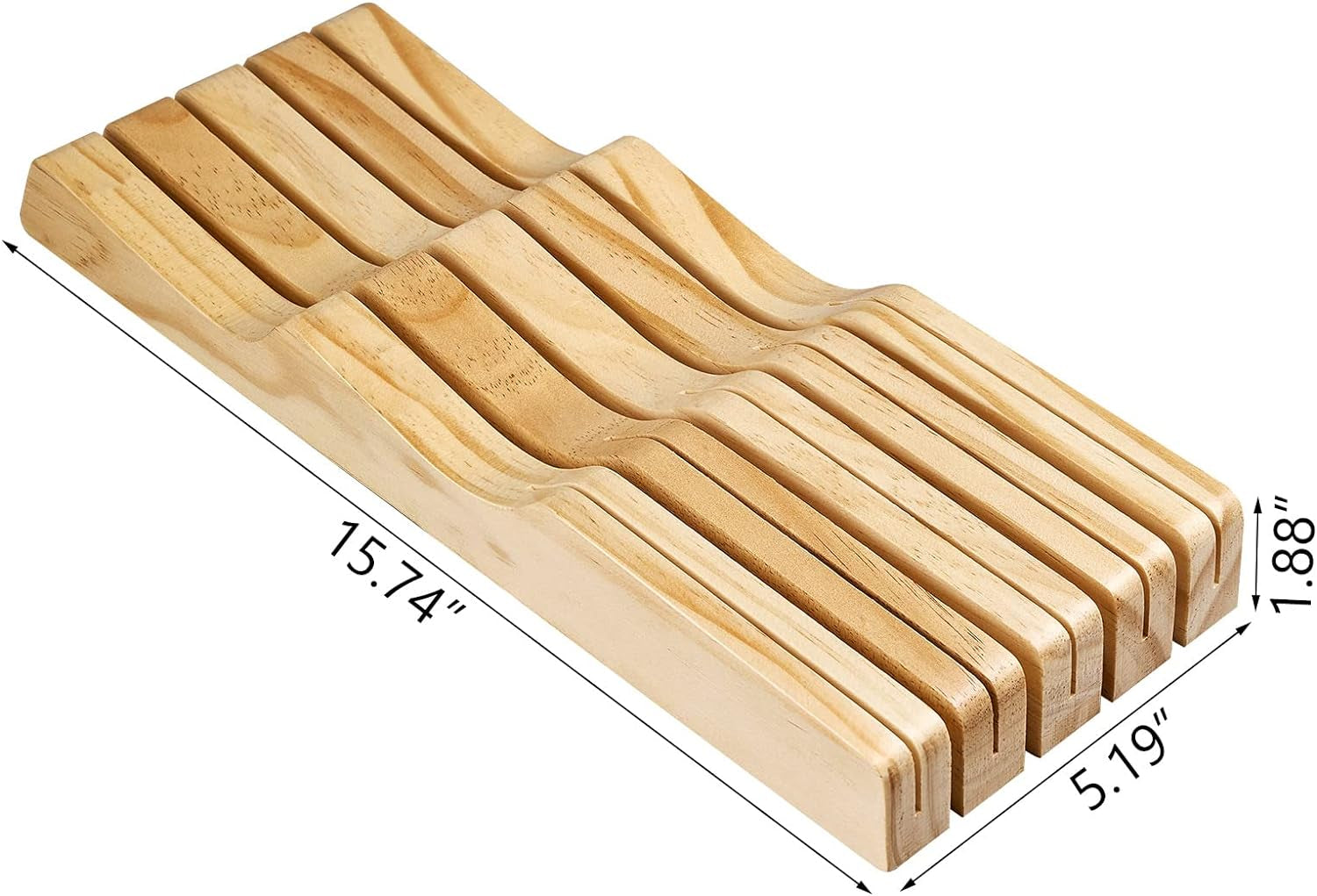 Kitchen Knife Holder for Drawer Solid Wood Universal Knife Block without Knives,Bamboo Home & Chef Knife In-Drawer Organizer Insert,Premium under Cabinet Knife Storage (9 Knife Holder)