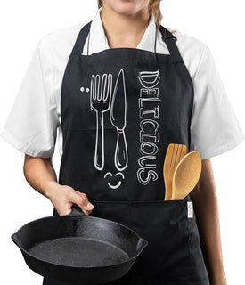 Cotton Enrich Funny Kitchen Apron 1 Pack - Waterdrop Resistant 2 Pockets Workshop Aprons for Women Men Chef XXL Size