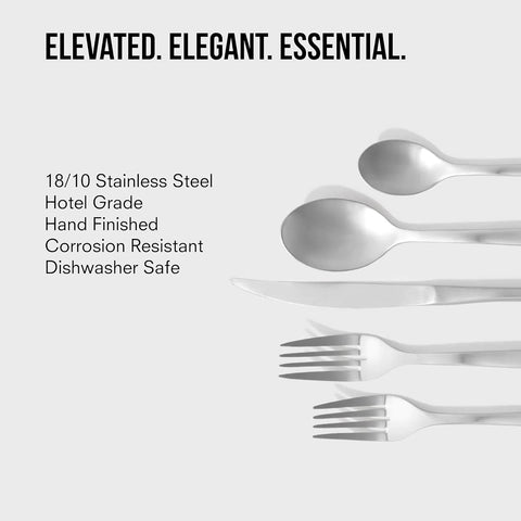 Image of 18/10 Stainless Steel Forged Flatware Set | Heavy Duty Silverware | Dishwasher Safe | 20 Piece Set | 4 Salad Forks, 4 Dinner Forks, 4 Dinner Knives, 4 Table Spoons, and 4 Tea Spoons
