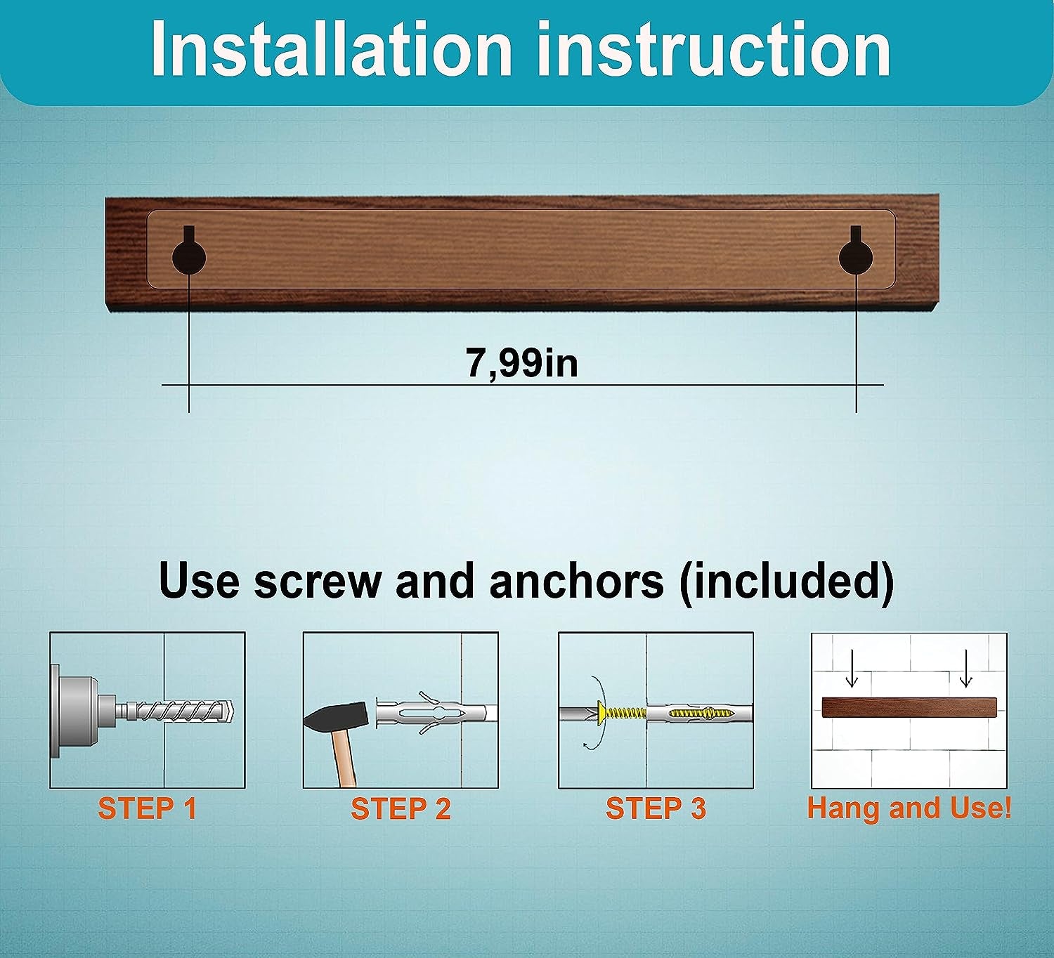 10 Inch Knife Magnetic Strip Use as Magnetic Knife Holder for Wall - Magnetic Knife Strip - Magnetic Knife Bar - Wall Kitchen Magnetic Rack Holder