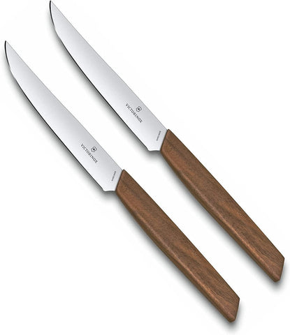 Image of 6.9000.12G Swiss Modern 2-Piece Steak Knife Set, 5", Walnut Wood