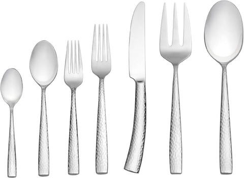 Image of Texture 42-Piece Forged Stainless Steel Flatware Set, Service for 4