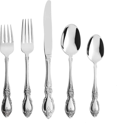 Image of Louisiana 5-Piece Flatware Set, Service for 1,Silver