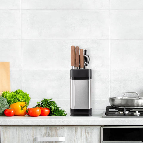 Image of Kitchen Knife Holder,Stainless Steel Universal Knife Block for Kitchen Counter,Space-Saving Knife Storage Organizer Countertop,Knife Block Holder without Knives