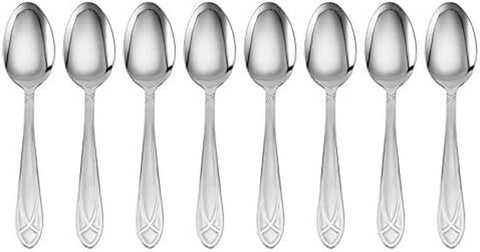 Image of Mirage Frost 45-Piece Stainless Steel Flatware Set with Serving Utensil Set and Metal Storage Caddy, Service for 8