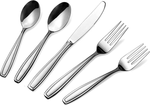 Image of 20-Piece Silverware Set, Service for 4, Durable Stainless Steel Flatware, Dishwasher Safe Cutlery with Matte Finish Handle