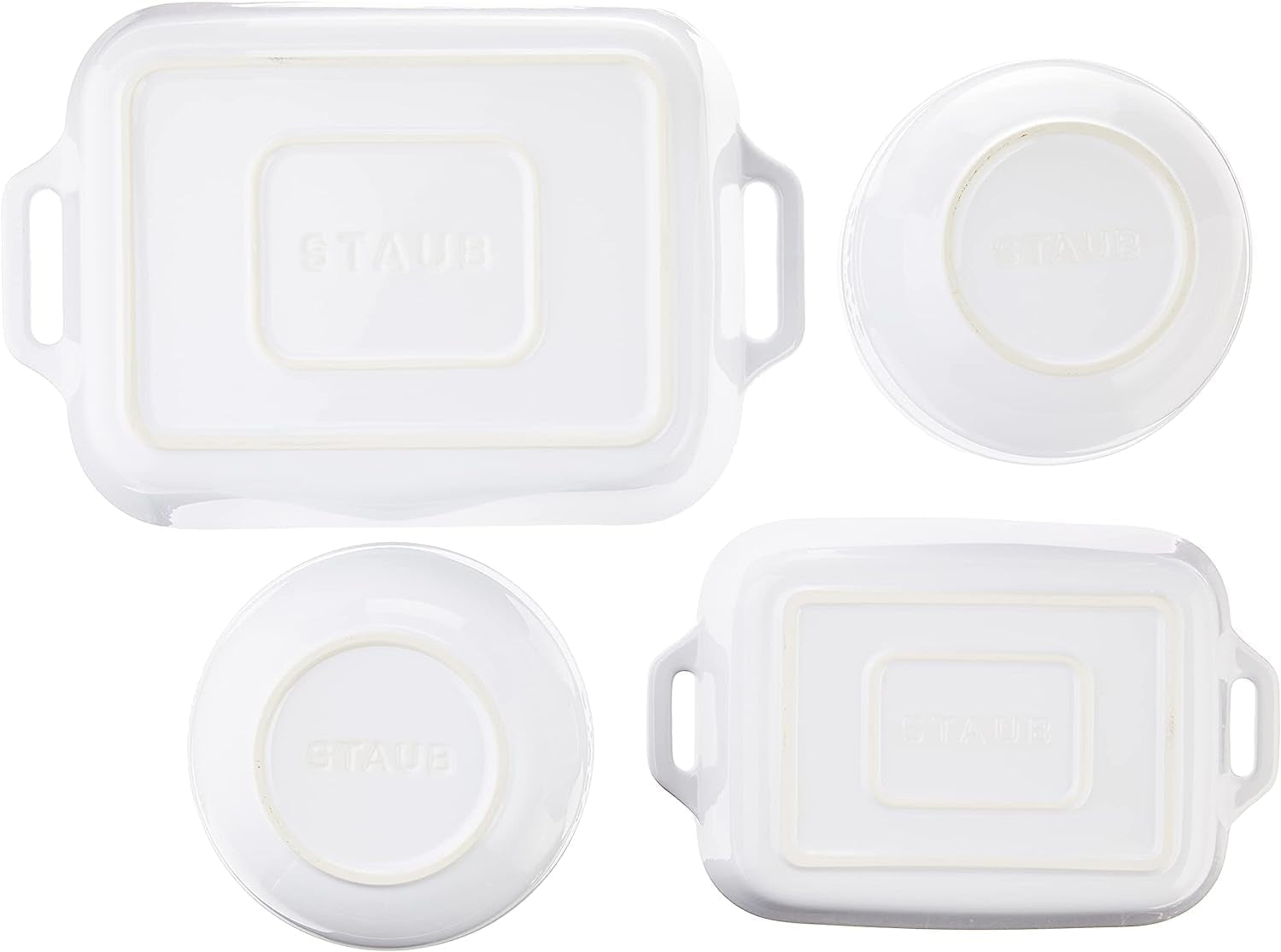 Ceramic 4-Pc Baking Dish and Bowl Set - White