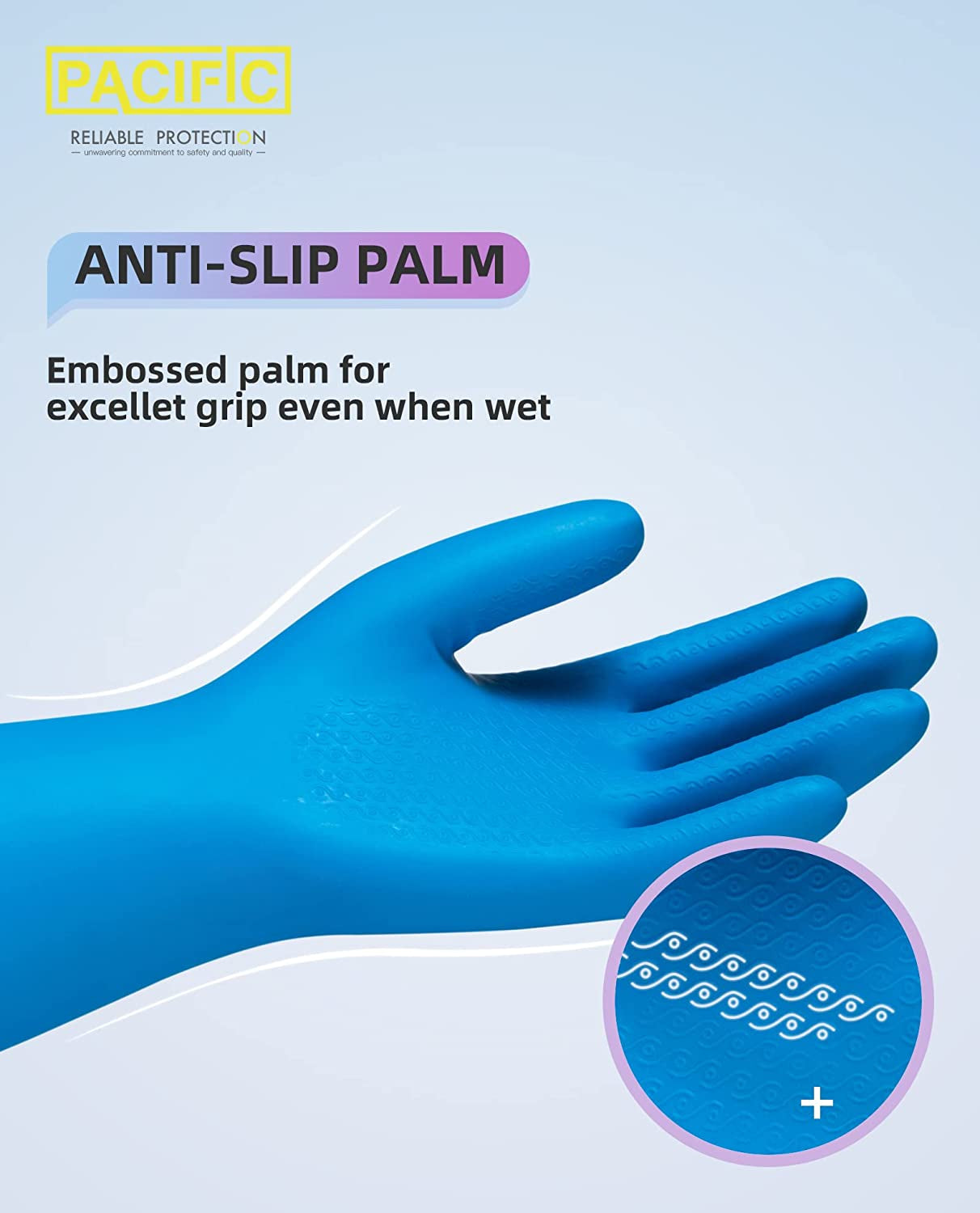 Reusable Dishwashing Cleaning Rubber Gloves, Dish Washing Gloves with Flocked Cotton Liner, Kitchen Gloves, Latex Free, Blue, Medium