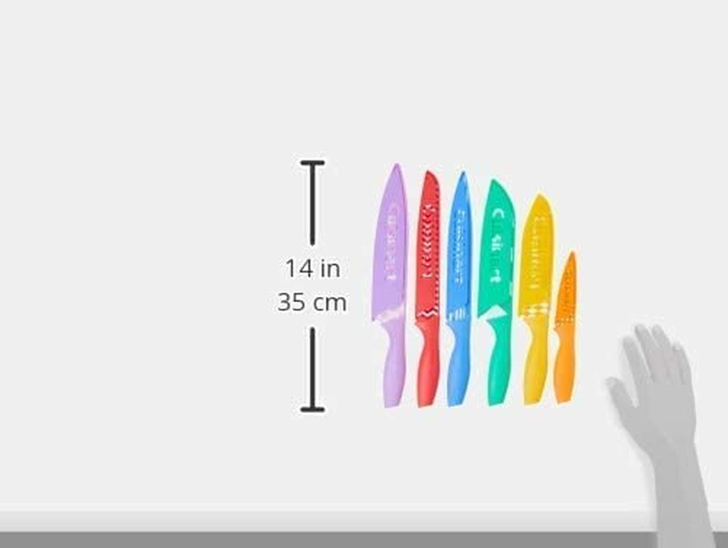 C55-12PR1 12-Piece Printed Color Knife Set with Blade Guards, Multicolored