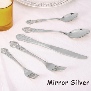 Silverware Set for 4, Stainless Steel Gorgeous Retro Royal Flatware Set, 20-Pieces Cutlery Tableware Set, Kitchen Utensils Set Include Spoons and Forks Set, Mirror Finish, Dishwasher Safe