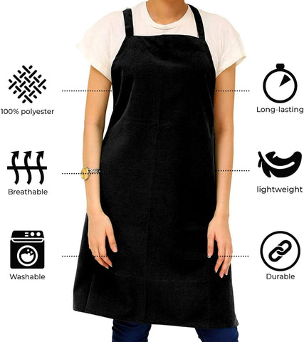 Image of Aprons Unisex Bib Aprons - 100% Polyester Chef Apron with Extra Long Ties – Cooking Apron for Men Women