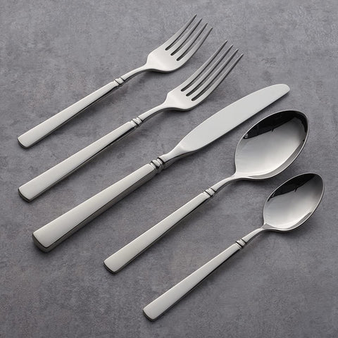 Image of Everdine 20 Piece Everyday Flatware Set, Service for 4 , 18/0 Stainless Steel, Silverware Set, Dishwasher Safe