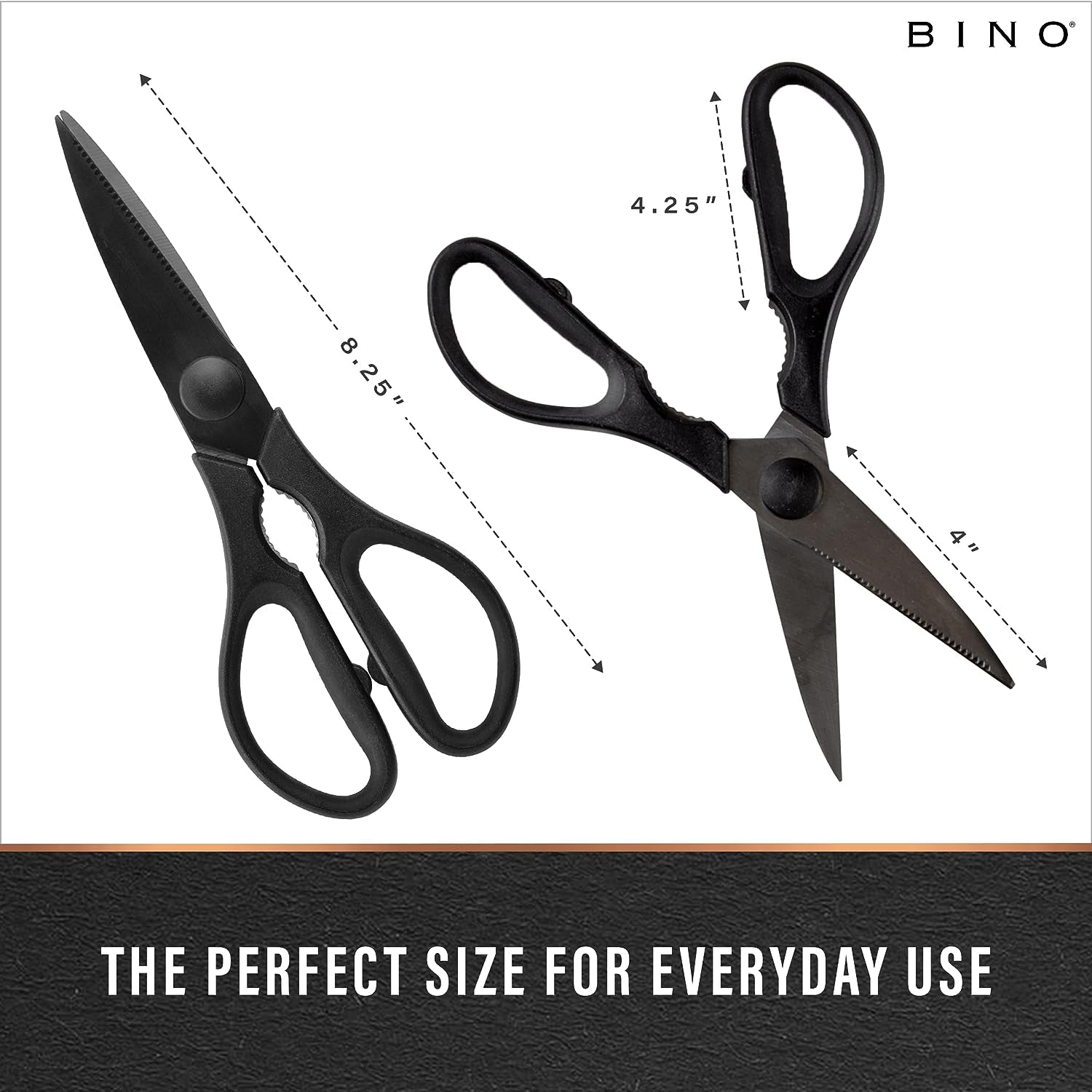 Stainless Steel Blade Kitchen Shears - Black | Strong & Sharp Kitchen Shears | Cooking Scissors | Food Shears | Vegetable Scissors | Poultry Meat & Bone Cutting Scissors | Utility Kitchen Tool