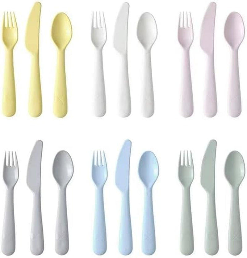 704.613.85 KALAS 18-Piece Flatware Set, Mixed Colours, Easier for a Child to Cut and Divide Food, Easy for Children to Grip in Their Small Hands, the Knife Has a Serrated Edge