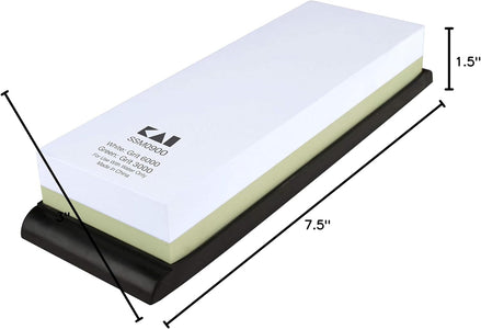 Cutlery Combination Whetstone, 3000 & 6000 Grit - Ideal for Sharpening Slightly Dull Blades, Includes Rubber Tray for Sharpening Stability, 7.5 X 3 X1.5 Inches