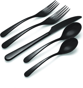 894805 Kenbrook Black Tumbled 20 Piece Everyday Flatware Set, Service for 4