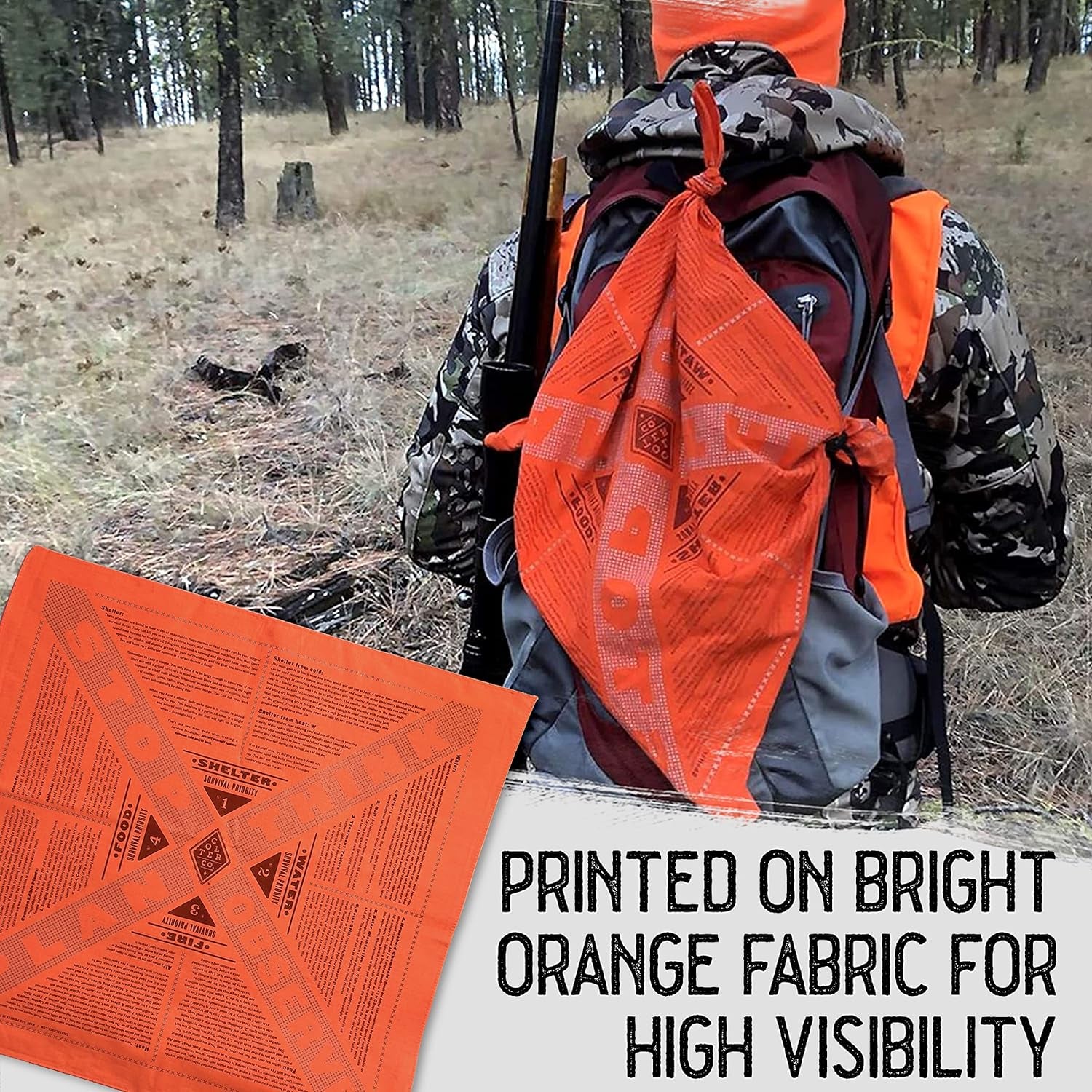 Stayin' Alive Reflective Survival Bandana - 100% Cotton & Unique Bandanas - Made in the USA - Orange