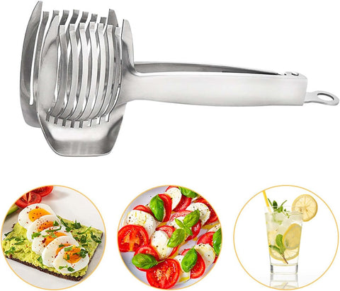 Image of Tomato Slicer Onion Slicer Lemon Slicer, Multipurpose round Fruit Slicer, Stainless Steel Onion Holder for Slicing, Easy Fruit Cutter & Vegetable Tools, Potato Slicer for Quick Kitchen Tools