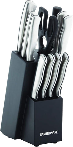 Image of Fine Edge High-Carbon Stainless Steel Knife Block Set, 12-Piece, Black