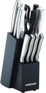 Fine Edge High-Carbon Stainless Steel Knife Block Set, 12-Piece, Black