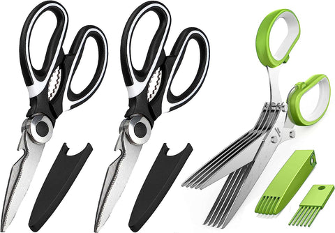 Image of Kitchen Scissors 3 Pack - Lifetime Replacement Warranty - Heavy Duty Stainless Steel Cooking Shears for Cutting Meat, Food, Fish, Poultry Multipurpose Sharp Sissors for Dishwasher Safe