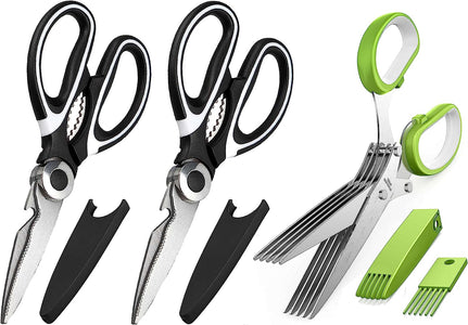 Kitchen Scissors 3 Pack - Lifetime Replacement Warranty - Heavy Duty Stainless Steel Cooking Shears for Cutting Meat, Food, Fish, Poultry Multipurpose Sharp Sissors for Dishwasher Safe