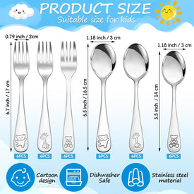 36 Pcs Kids Silverware Set Toddler Utensils Stainless Steel Safe Forks and Spoons 16 Kids Forks 16 Kids Spoons Children Metal Cutlery Set Baby Flatware Sets (Silver)