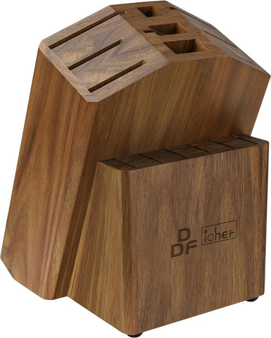 Image of Universal Knife Block 15 Slots, Acacia Wood Knife Block without Knives, Knife Storage Block, Countertop Block Knife Holder and Organizer for Easy Kitchen Knife Storage