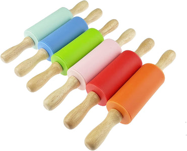 18 Pack Small Rolling Pin for Kids, 9 Inch Kids Rolling Pin for Home Kitchen (6 Colors)