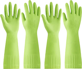 Rubber-Gloves Dishwashing Gloves for Cleaning-Kitchen - 2 Pairs Long Household Cleaning Gloves for Washing Dishes