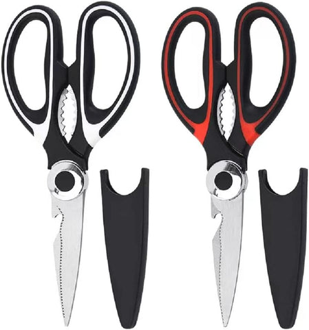 Image of Kitchen Shears 2 Pack, Premium Heavy Duty Shears, Multi Purpose Strong Stainless Steel Kitchen Utility Scissors with Cover for Poultry, Fish, Meat, Vegetables Herbs, Bones