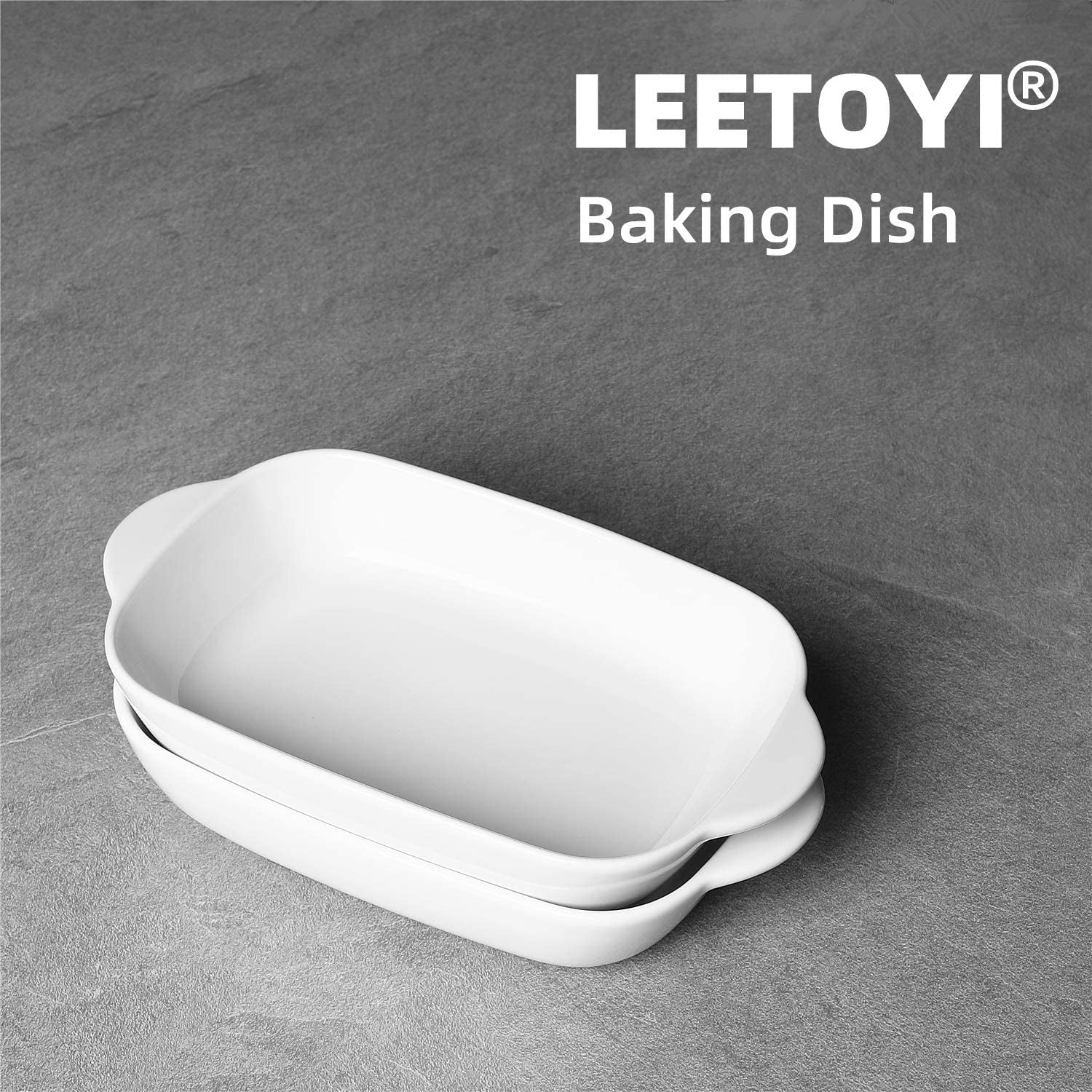 Ceramic 2.8 Quart Baking Dish, 9" X 13",Casserole Dish (White, Set of 1)