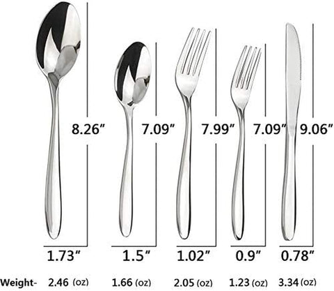 Image of Stainless Steel Flatware Set for 10, 50 Pieces Dinner Table Silverware