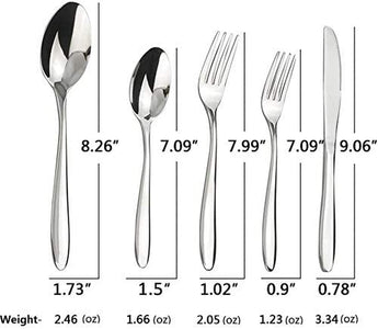 Stainless Steel Flatware Set for 10, 50 Pieces Dinner Table Silverware