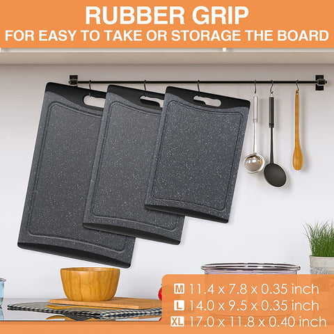 Image of Extra Large Cutting Boards, Plastic Cutting Boards for Kitchen (Set of 3), Dark Grey