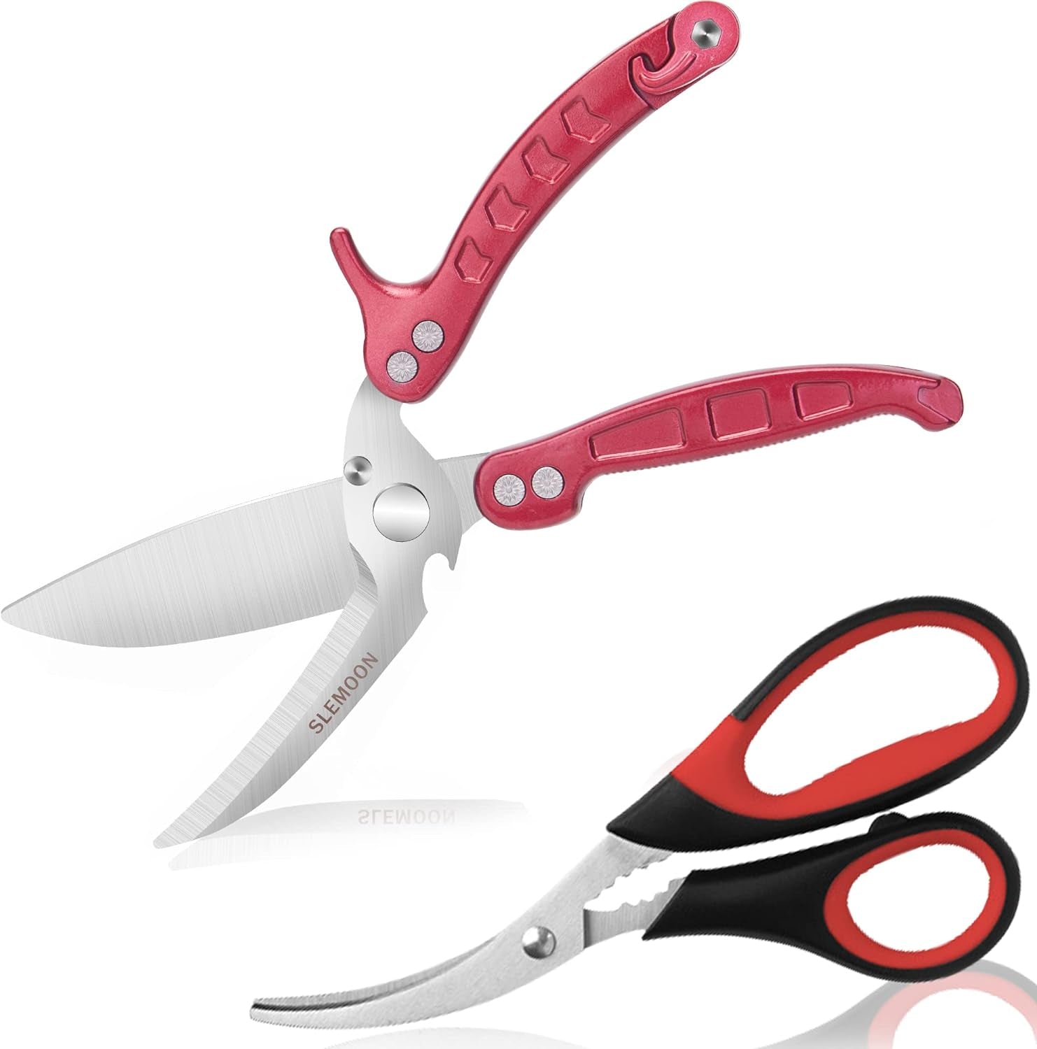 Heavy Duty Kitchen Scissors Poultry Shears 2Pcs Set Burgundy