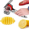 Tomato Lemon Slicer Holder round Fruits Onion Shreader Cutter Guide Tongs with Handle Kitchen Cutting Potato Lime Food Stand Stainless Steel