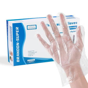 Food Prep Gloves Plastic Food Safe Gloves, Food Handling, One Size Fits Most Poly 500Ct Clear 500 Count (Pack of 1)