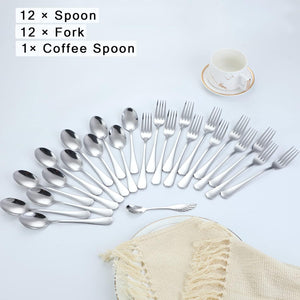 25-Piece Forks and Spoons Silverware Set, Flatware Sets Forks and Spoons Silverware